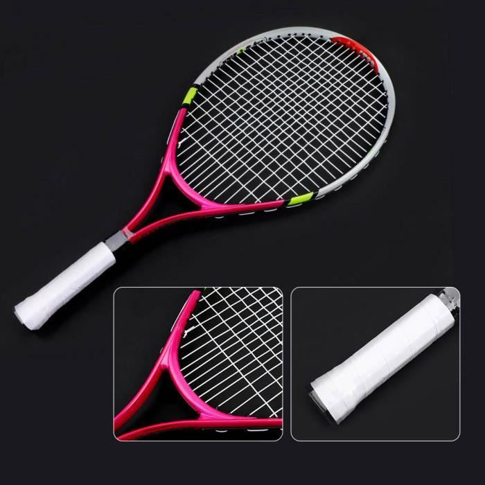 Cuque raquette d'entraînement de tennis Raquette de tennis simple à cordes durables pour l'entraînement des enfants (rose rouge)