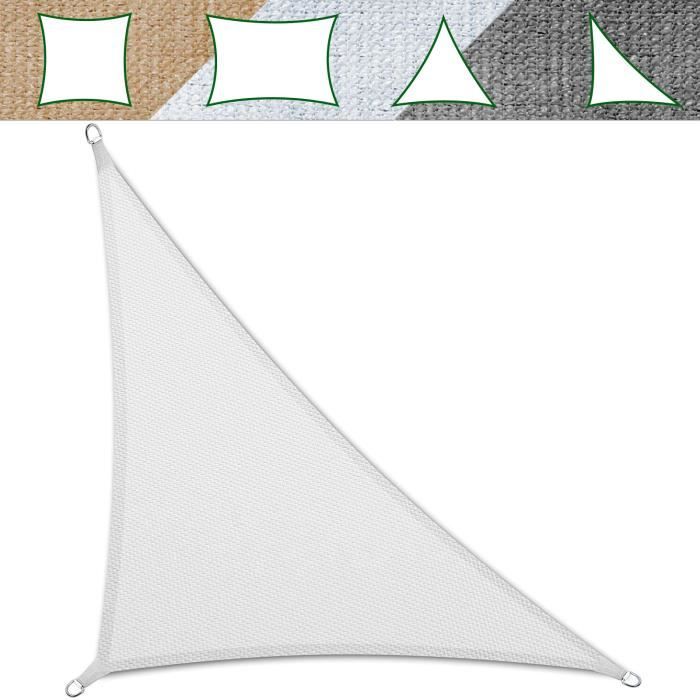 Voile Ombrage 4,2x4,2x6 m - Blanc - Triangulaire Matériau HDPE Anti-UV - Lavable en Machine - Densité 180g - m² - Toile Tendue