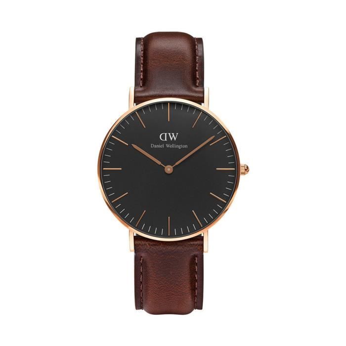 DANIEL WELLINGTON Montre Quartz Classic Bristol Noir et Marron Femme