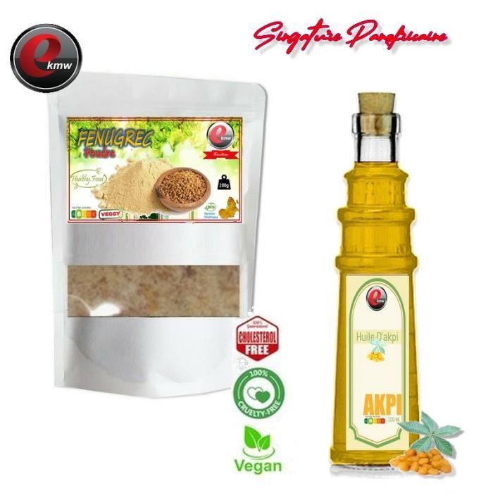 Kit repulpage douceur : 100ml D'huile dAkpi + 100g de poudre de Fenugrec