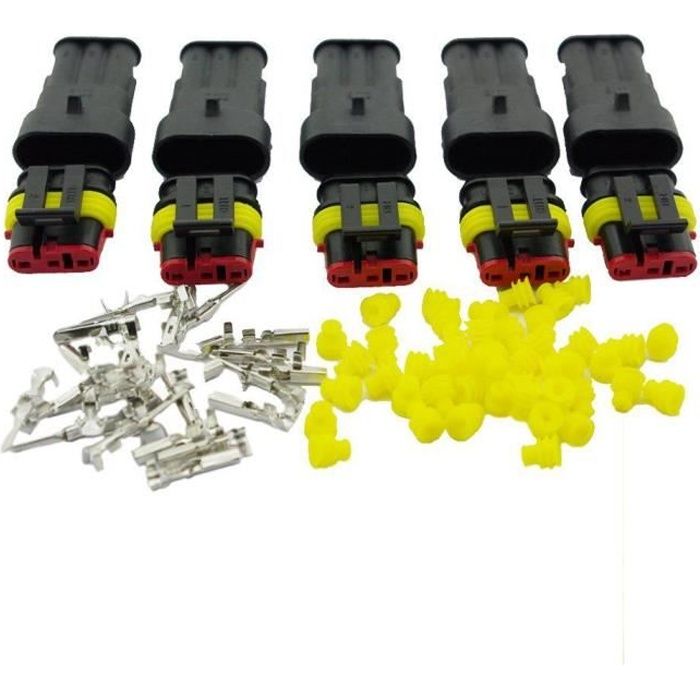 3 Broches 20–16 AWG Connecteur étanche électrique IP67 AMP PA66 Connecteur Imperméable 1,5 mm Terminaux Fiche prise de courant