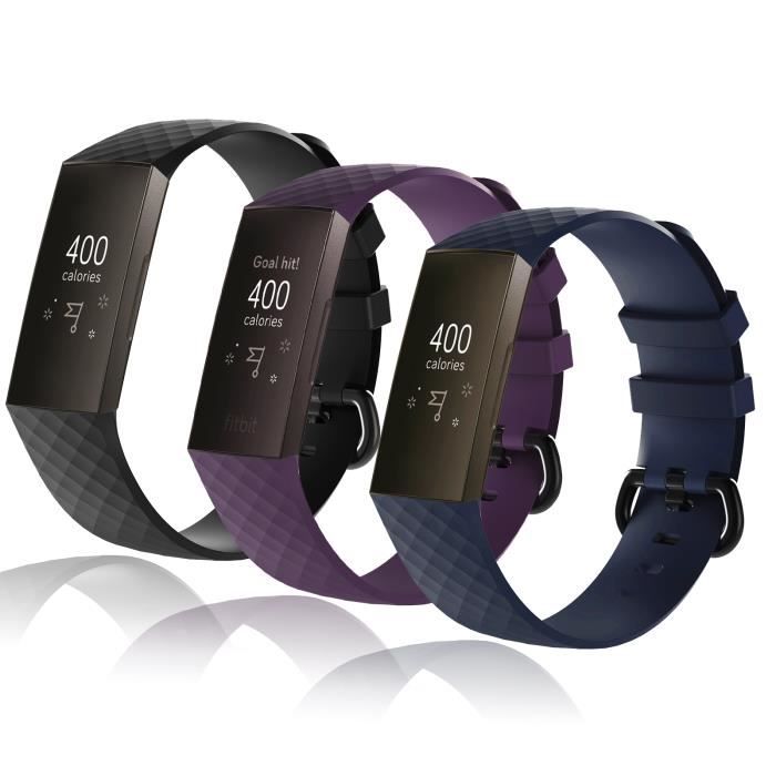 pour Fitbit Charge 3/Charge 4 Bracelet, Pack 3 Classique Réglable Bracelet De Rechange avec Classique en Aluminium Boucle en Alliage