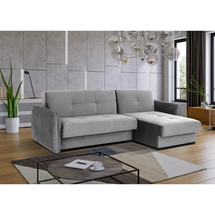 Canapé d'angle Gris Tissu Design