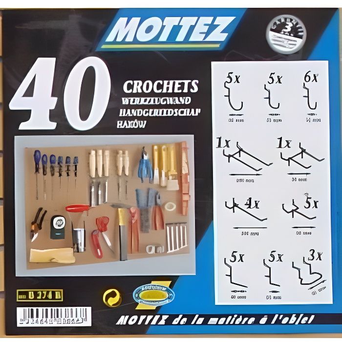 Lot de 40 crochets universels Mottez B274B