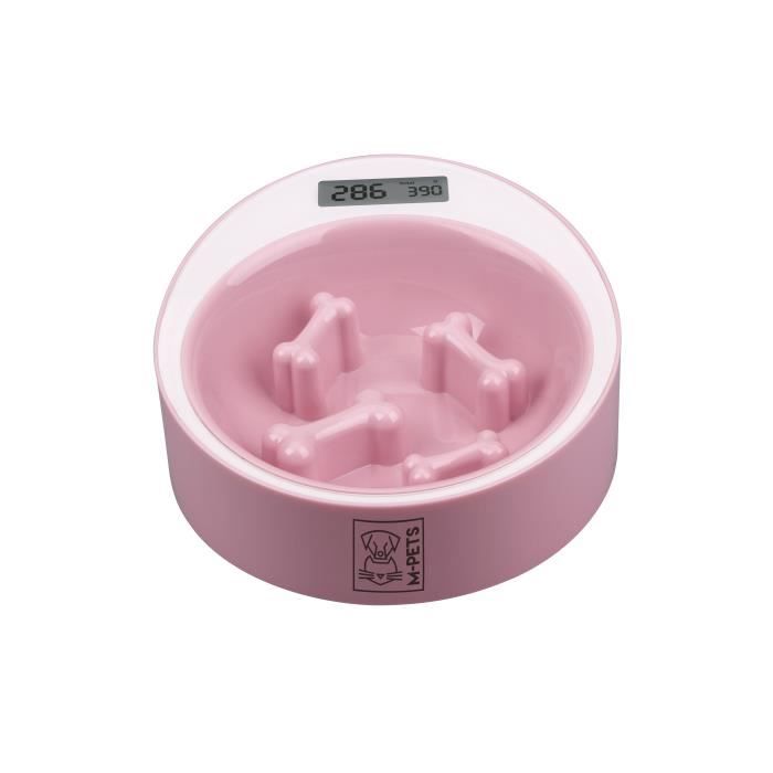 Gamelle ronde intelligente YUMI Anti-gloutons – Rose – Pour chien (Capacité de mesurer le poids de la ration)