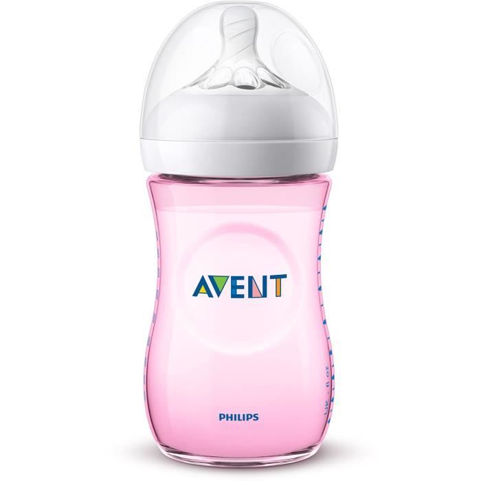 Philips Avent SCF034-17 Biberon Natural 260 ml Rose 0-6 Mois