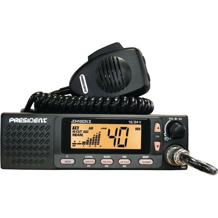 PRESIDENT Station de radio CB Johnson II ASC - 40 cannaux AM / FM - Multinormes