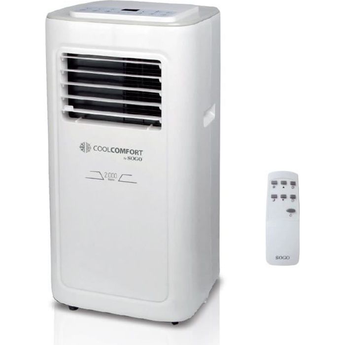 SOGO - CLIMATISEUR PORTABLE 8000BTU - CLASSE A - 65dB - KIT FENETRE - MINUTERIE 24H - 880W