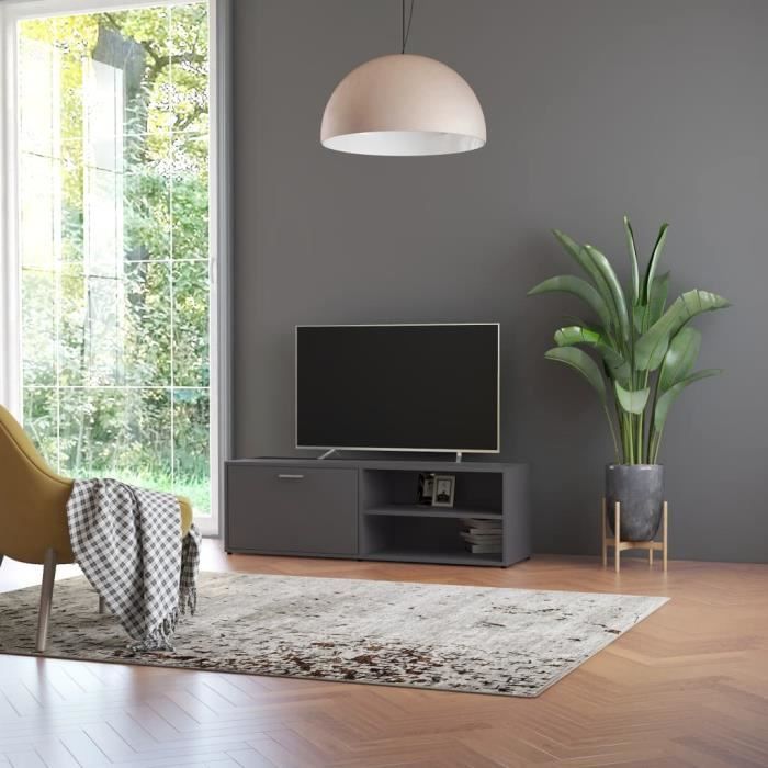 Meuble TV Gris 120x34x37 cm Aggloméré-DIN