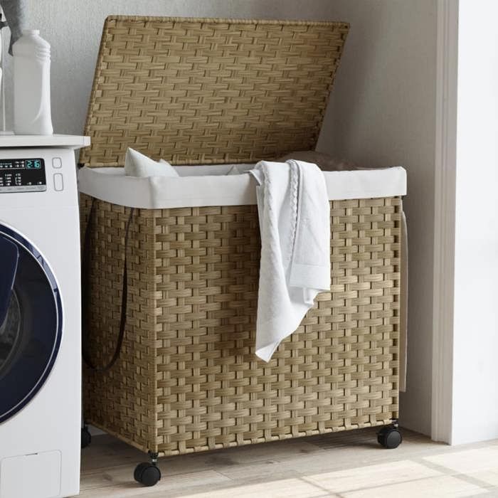 vidaXL Panier à linge avec roulettes 60x35x605 cm résine tressée 372039