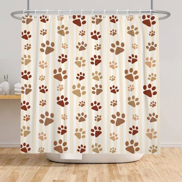 SDOTPMT 180x180cm Animal Silhouette Rideau De Douche Noire Chat Couple Mignon Dessin Animé Animaux Cœur Rideau De Bain Blanc Rideau De Baignoire Pour Enfants Salle Bains Polyester Avec Crochets