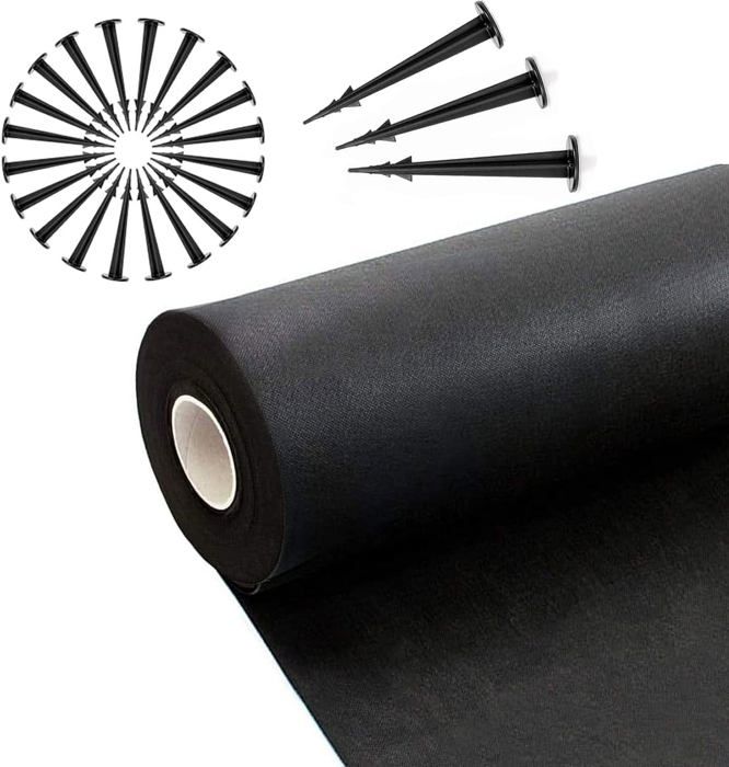 Toile Anti-Mauvaises Herbes 84m² - Film De Paillage 150g/m² Noir 2m Large - Perméable Et Résistant