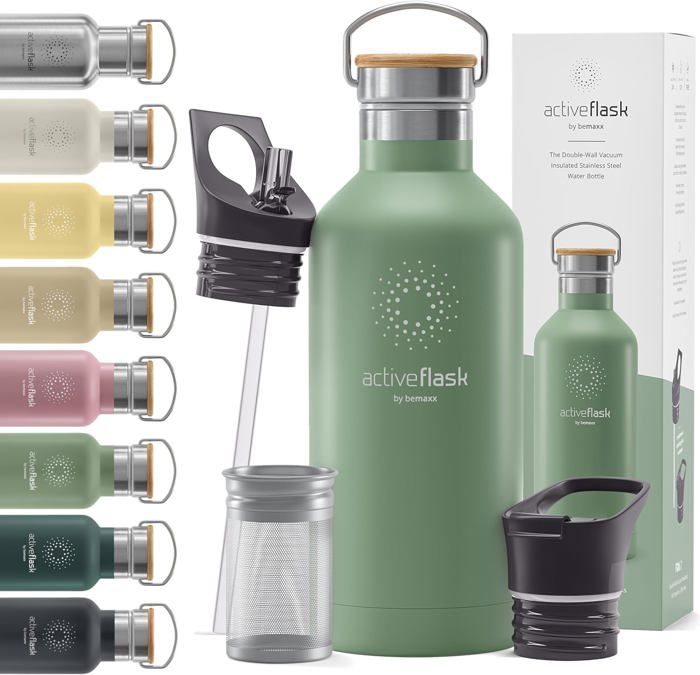 Gobelet Nomade Iron Flask à Isolation Sous Vide - 2 Couvercles (paille/rabat) - 16-28oz - Multicolor