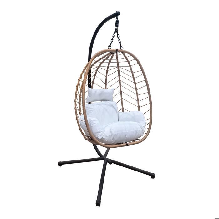 SVITA BELLY Chaise suspendue avec support pliable Chaise suspendue Siège suspendu Panier suspendu Naturel