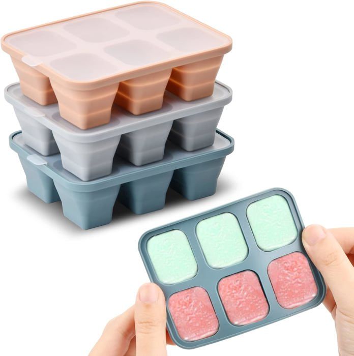 Bac à Glaçons En Silicone Avec Couvercle - 6 Compartiments - Sans BPA