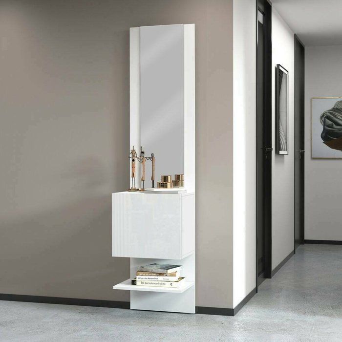 Meuble dentrée Dcuadrad - Dmora - En Melaminè - Blanc 45x35h190 cm Meuble dentrée Dcuadrad - Dmora - En Melaminè - Blanc 45x35h190 cm
