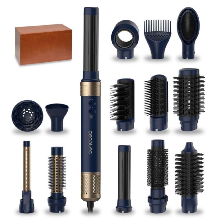 Cecotec Brosse Soufflante avec 14 Têtes Technologie Coanda CeramicCare 14in1 AirGlisse Bleu. Brosse Chauffante 1400W