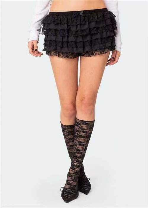 Jupe Ticci Tonetto Femme – Superposition Florale Dentelle, Style Y2k Artsy Fairycore