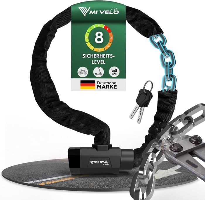 Antivol Velo, Niveau De Sécurité élevé 100CM Cadenas De Bicyclette Avec Clé, Antivol Moto Cadenas Velo Antivol Chaînes Antivol - Sport