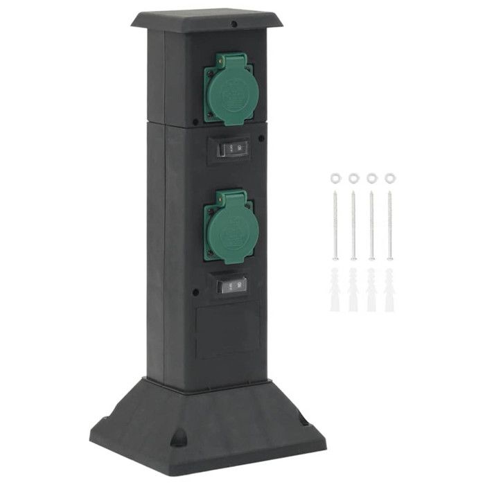 Colonne de prise d extérieur à 4 voies noir vert 16x16x395 cm