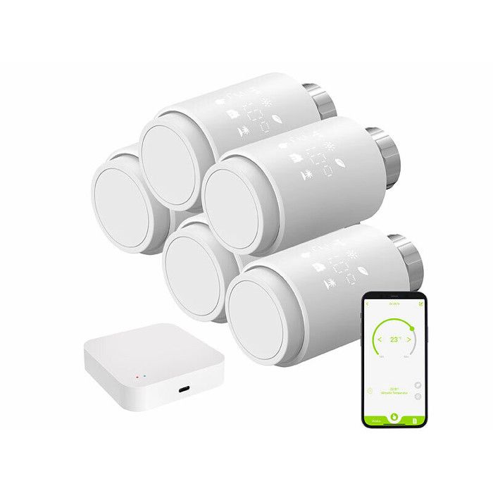 5 têtes thermostatiques ZigBee connectée pour radiateur avec passerelle