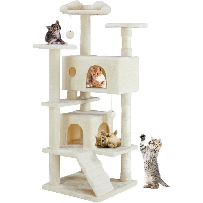 Meilleurs prix pour Arbre À Chat DIntérieur - Meuble Multi-Niveau - 135 Cm De Haut - Maison De Jeu Stable Avec Arbre À Chat En Sisal Grand