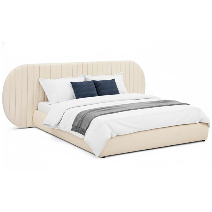 MENZZO Lit-coffre complet avec tête de lit modulable Cocon 180x200cm Tissu Beige - Tissu L301 x P220 x H110 cm