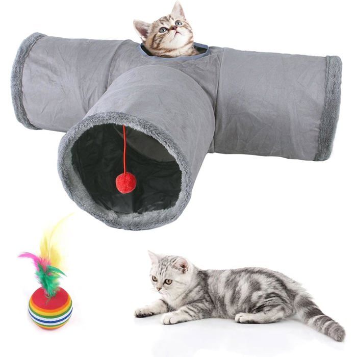 Tunnel pour chat tunnel pliable en 3 parties grand modèle