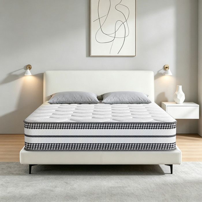 Matelas 90x200 cm Épaisseur 26cm Matelas en Mousse Mémoire de Forme Sommeil Indépendant Soutien Parfait et durable Respirante