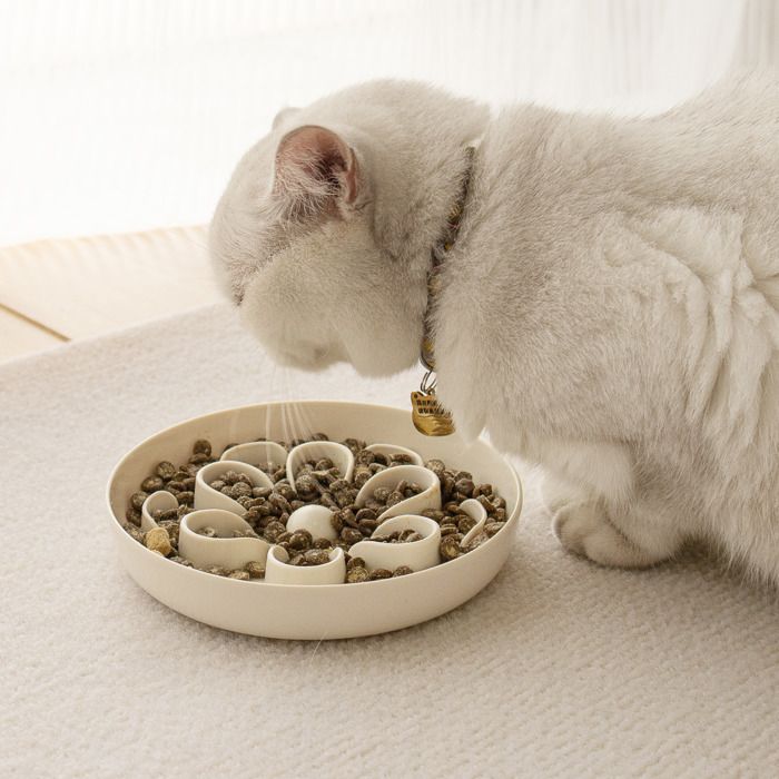 Mangeoire lente pour animaux de compagnie - Phoesky - Forme de fleur - Blanc - Mélamine - 159x159x22 mm - 0.15 kg