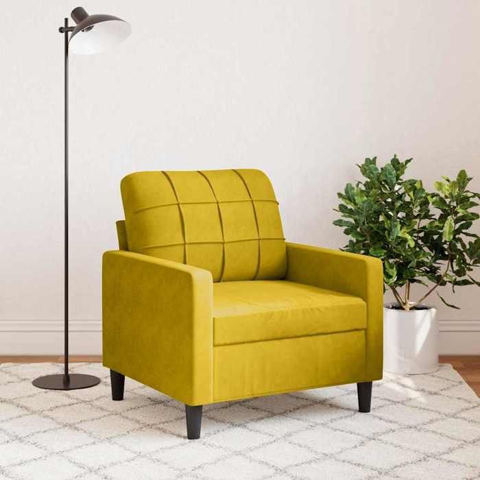 SHELL© Canapé 1 PLACE - Moderne Fauteuil - pour 1 personne - Jaune 60 cm Velours C5514