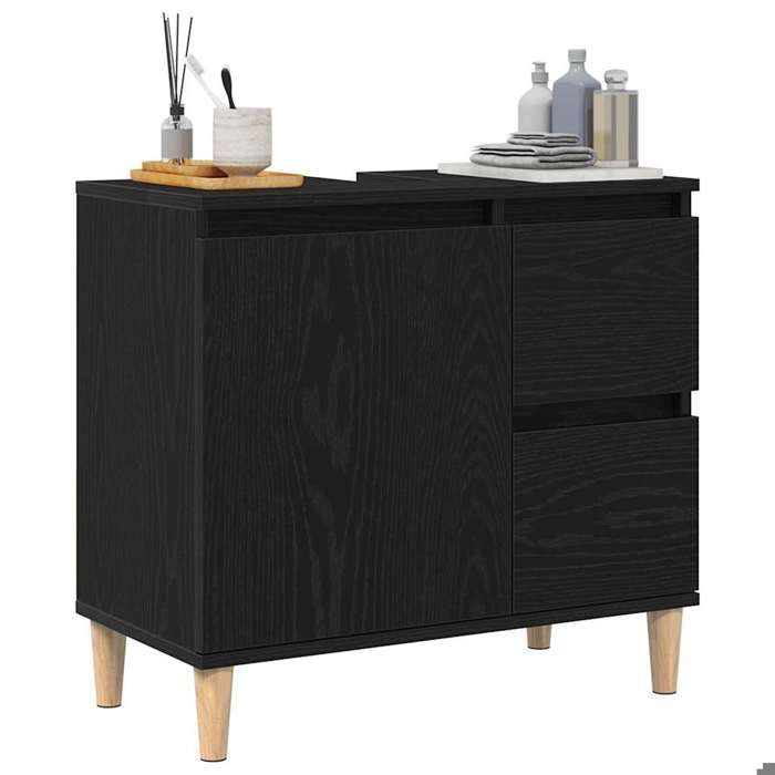 En PromotionCabinet de salle de bain - Cabinet/Meuble COLONNE - avec stockage - avec tiroir Chêne noir 65 x 33 x 60cm7242987