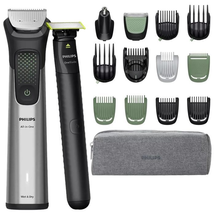 Tondeuse multigroom barbe cheveux corps Philips MG9535 15 OneBlade 27 hauteurs 0 20 mm 120 min###