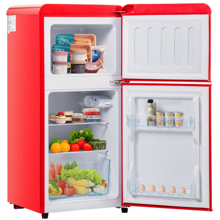 Bladez - Réfrigérateur rétro 2 portes 60L congélateur 22L hauteur 888cm classe énergétique E - Rouge Premium