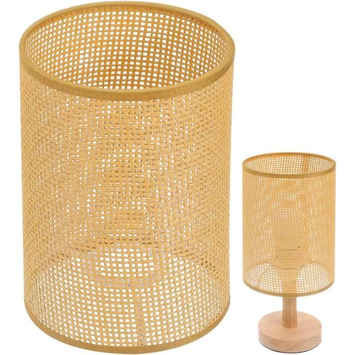 Abat-Jour Rotin Tissé Naturel E27 Abat-Jour pour Lampe De Bureau Et Lampadaire Décoration Intérieure Luminaire