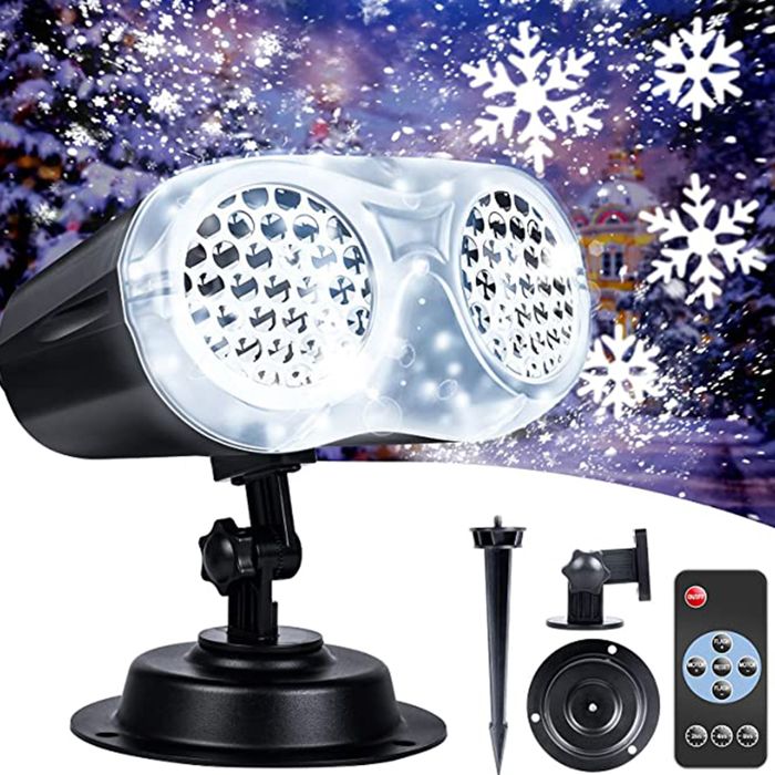 Étanche led binoculaire flocon de neige lumières halloween noël blizzard projecteur - Fmalra - lumières scène flocon de neige proj