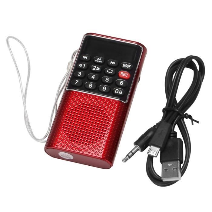 Rouge-Mini-Radio FM de poche Portable avec fonction Auto-Scan, lecteur MP3,  musique, Audio, pour l'extérieur