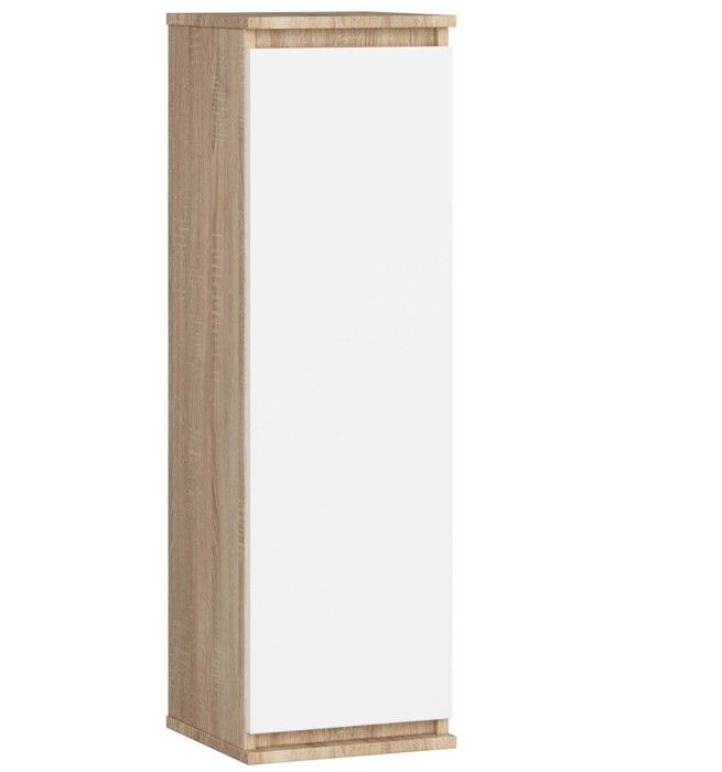 Vitrine armoire AKORD W30 Chêne Sonoma 30 cm 1 porte façade Blanche 3 étagères 30x30x99 cm Vitrine armoire AKORD W30 Chêne Sonoma 30 cm 1 porte façade Blanche 3 étagères 30x30x99 cm