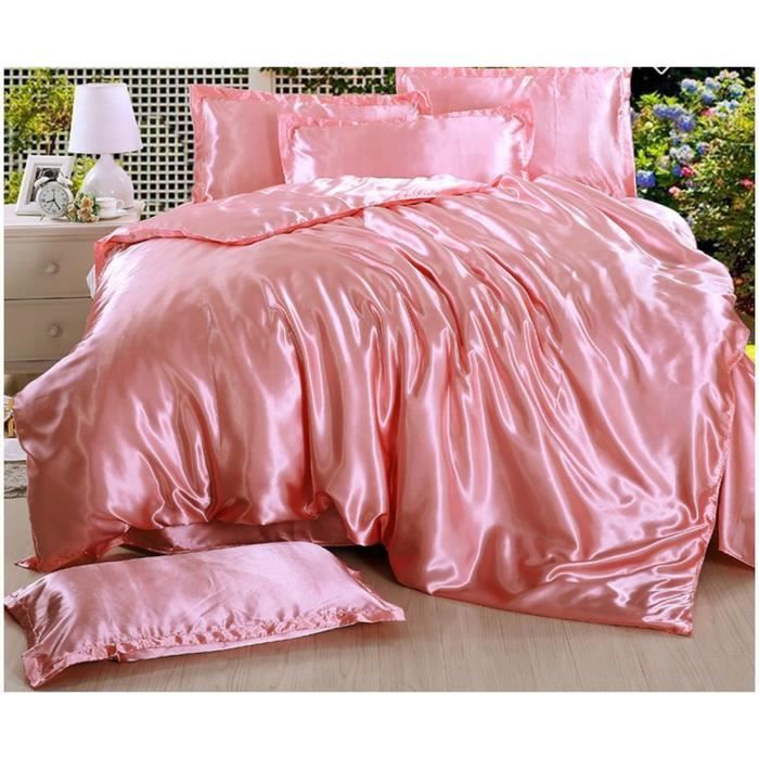 Parure de Lit - KONVINIT - 4 Pièce - Housse 220x240 cm - Drap 230x240 cm - Rose pâle