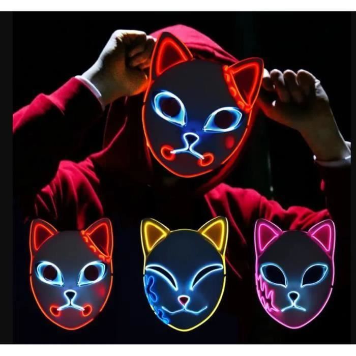 LED Masque Halloween,3pcsSet Masque Demon Slayer Tanjirou LED