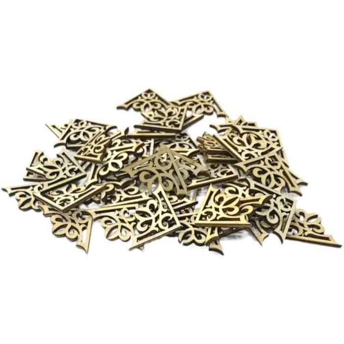 Lot De 6 Appliques En Bois Sculpté Motif Floral - 5 X 5 Cm - Pour Décorer Meubles, Portes, Murs