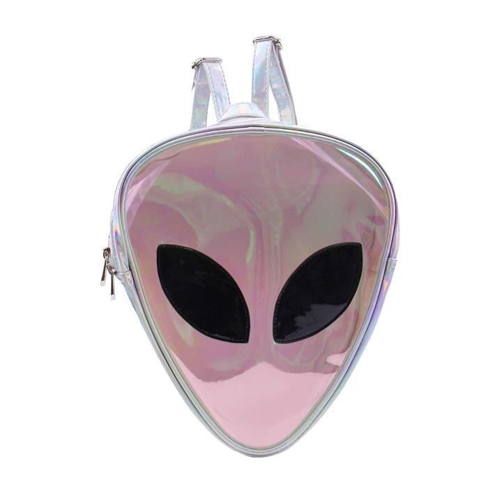 AIBEARTY Alien Holographic Backpack - Pink Triangle Rucksack Casual Day Bag - View #10