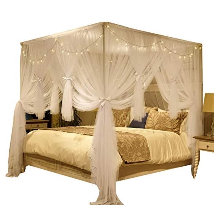 Ciel De Lit Bebe Udrcf Rideau De Lit A Baldaquin 4 Coins Pour Adultes 4 Ouvertures Decoration De Chambre A Coucher De Princesse Achat Vente Lit A Baldaquin