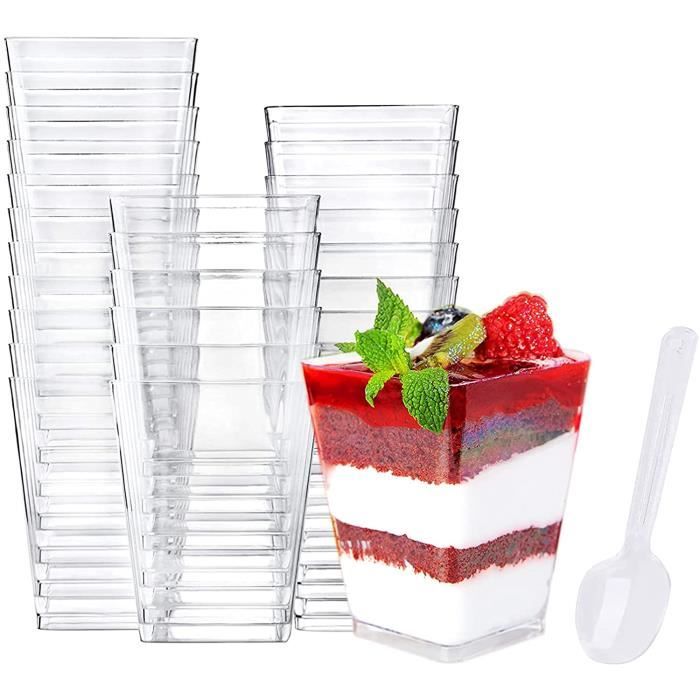 Coupelles à dessert en plastique réutilisables transparentes