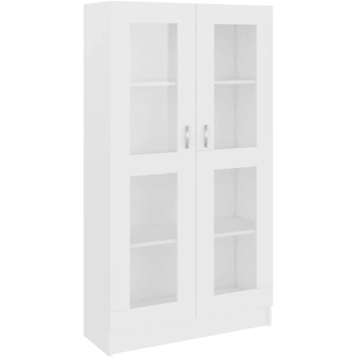 Armoire à Vitrine Bibliothèque - MARQUE - Blanc - Verre - 825x305x150 cm