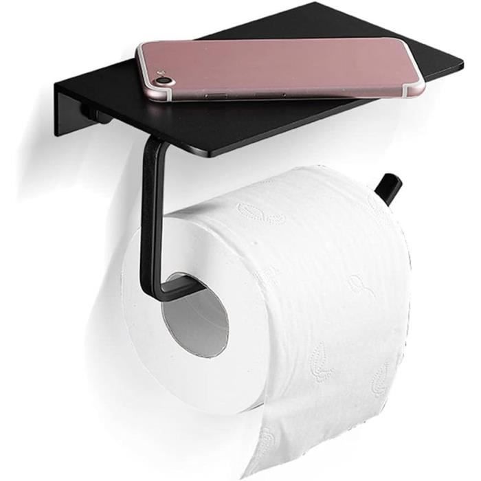 Porte papier toilette,support papier wc mural en aluminium avec 2 crochets  adhésifs pour cuisine et salle de bain noir - Cdiscount Bricolage