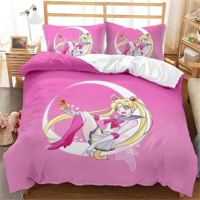 Parure De Lit Sailor Moon - Housse De Couette + Taie D'oreiller, Coton Microfibre, Tailles Simple/Double/King