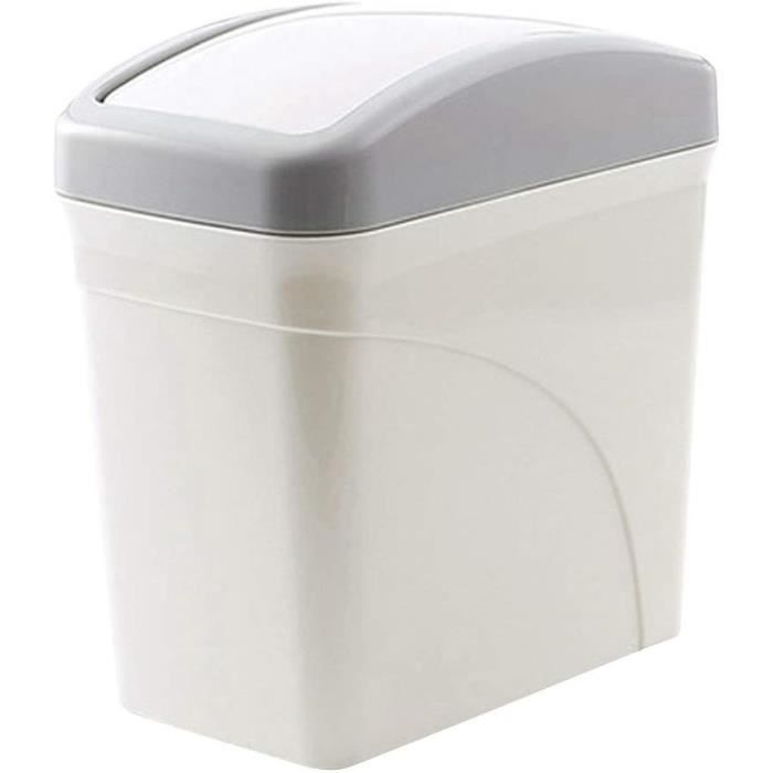 Mini Poubelle De Bureau Avec Couvercle Pivotant - Plastique - Compacte - Pour Salon, Table Basse, Voiture - Bleu