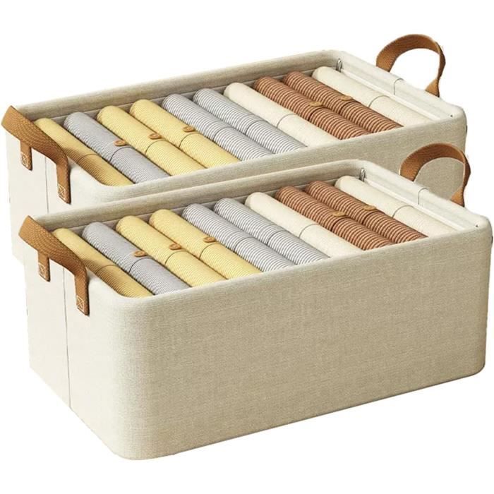 Boîte Storage Vêtements Lot De 3 Boîtes De Rangement Pliables DIMJ - Avec Couvercles Et Poignées - Pour Vêtements Et Jouets - Noir Caisse Rangement Tissu Avec Couvercle