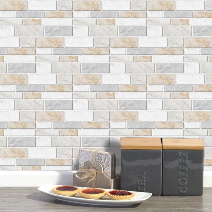 Cuisine Autocollants Beige Gris Auto Adhesif Etanche Salle Bains Carreaux Mur Stickers Cdiscount Maison